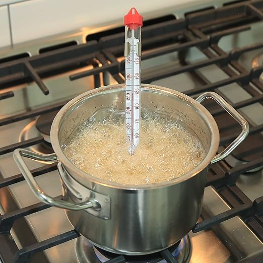 Escali AHC3 NSF Certified Precision Classic Candy/Deep Fry/Confection Glass Thermometer, Red/Clear
