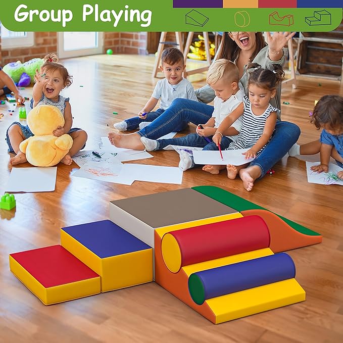 Betterhood Climbing Blocks for Toddlers 1-3, 7 Pcs Kids Soft Play Set, Toddler Soft Couch Climber Gymnastics Equipment for Crawling and Sliding at Home, Preschool
