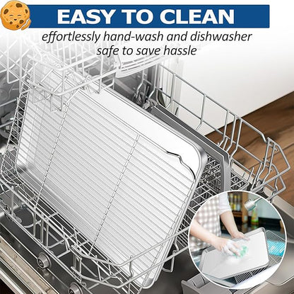 TeamFar Baking Sheet with Rack Set, Stainless Steel Baking Pan Cookie Sheet