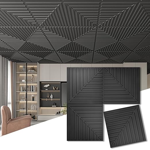 Art3d 12-Pack Drop Ceiling Tiles 2x2 FT, PVC 3D Textured Panels