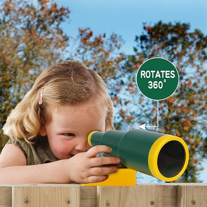 RedSwing Playground Accessories for Kids, Outdoor Playground Attachments with 2 Pirate Ship Wheel, Toy Telescope, Telephone and Safety Handles (Yellow and Green)