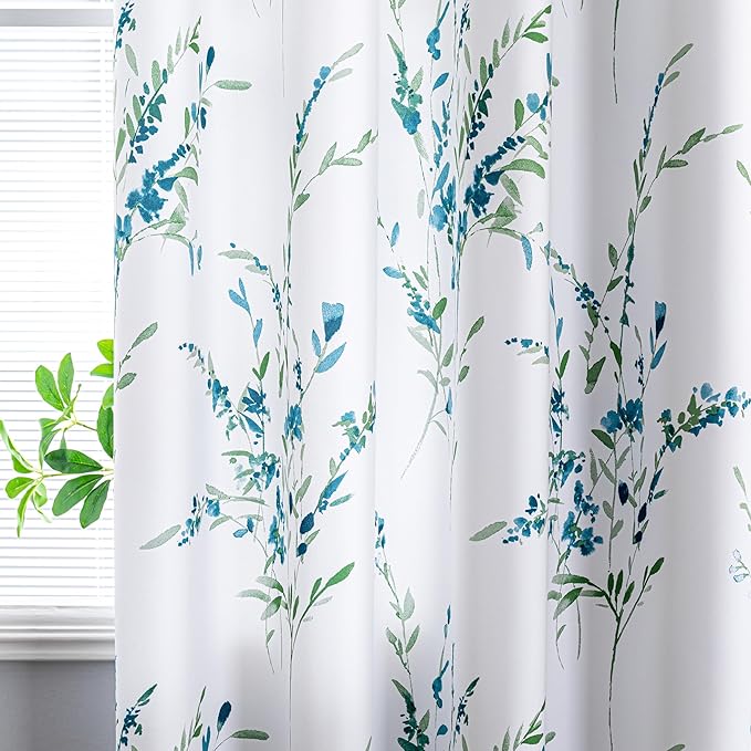 MYSKY HOME Floral Curtains 108 Inches Long