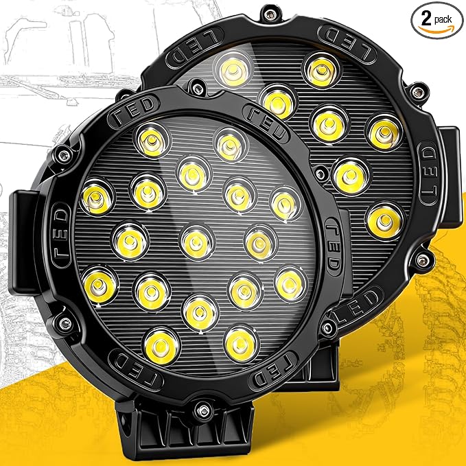 7 Inch Off Road Lights, 5100LM 12-24V LED Driving Light Pods for Tractor, Jeep,SUV,ATV & Truck Bumper pod Lights,2 Pack/Black