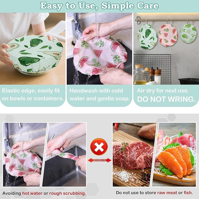 5-Size Reusable Beeswax Bowl Covers