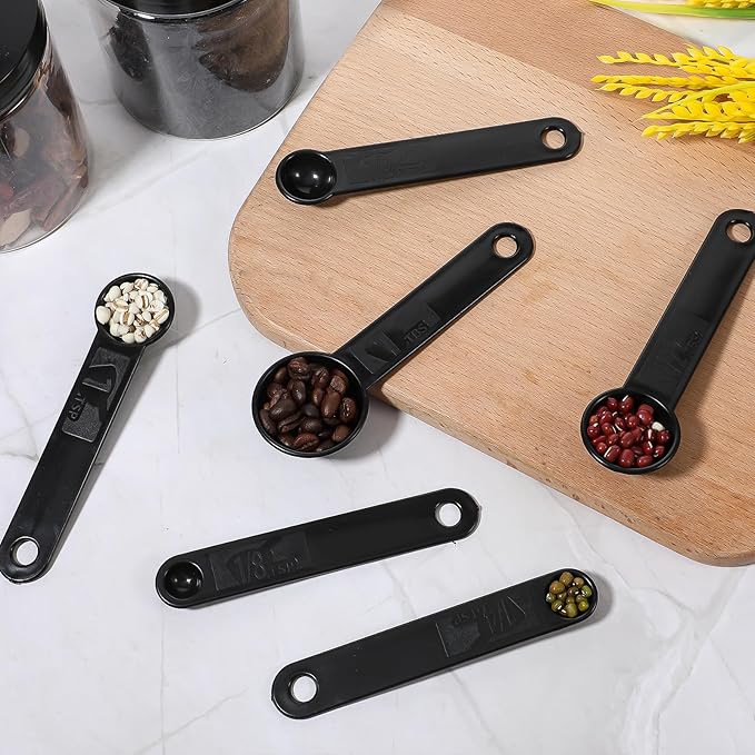 5Pcs Black Measuring Spoons Universal Easy to Read Measuring Cup and Spoon Set