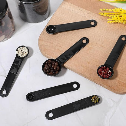 5Pcs Black Measuring Spoons Universal Easy to Read Measuring Cup and Spoon Set