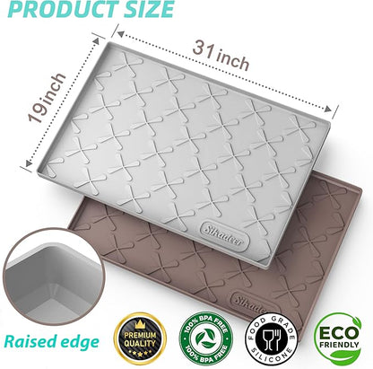 SIKADEER 31" x 19" Under Sink Mat Waterproof, Silicone Mat Kitchen Drawer Shelf