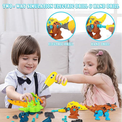 Dinosaur Toys, Take Apart Dinosaur Toys for Kids, Educational Construction Building Sets with Electric Drill Storage Box - Birthday Gifts for Toddlers Boys Girls Age 3 4 5 6 7 8 Year Old