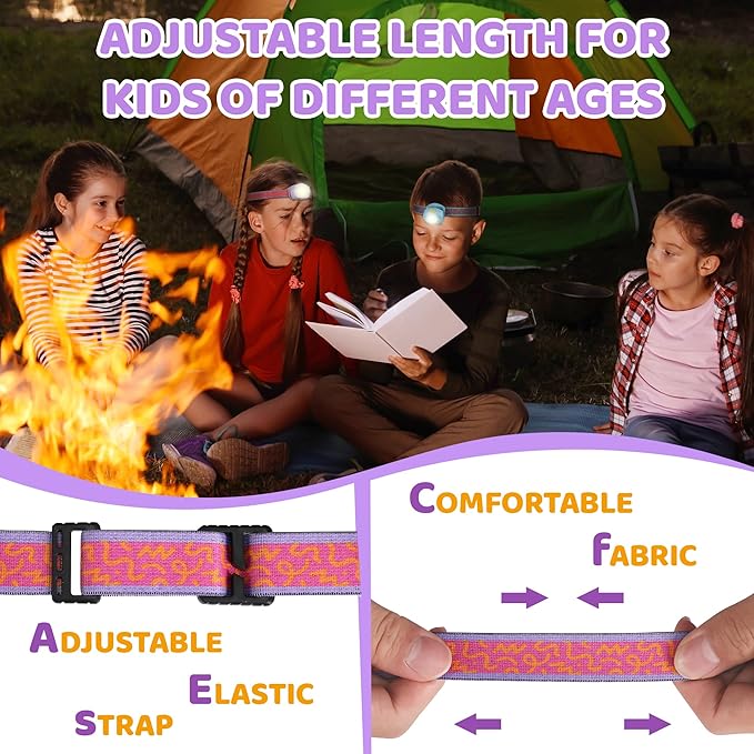 EverBrite LED Headlamp Rechargeable Kids Headlamp with RGB Mode and Adjustable Headband, 3 Modes Multicolor Headlamp for Camping, Reading, Exploring, Halloween, Christmas