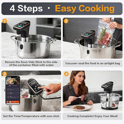1300W Sous Vide Precision Cooker Machines, IPX7 Full Waterproof Immersion