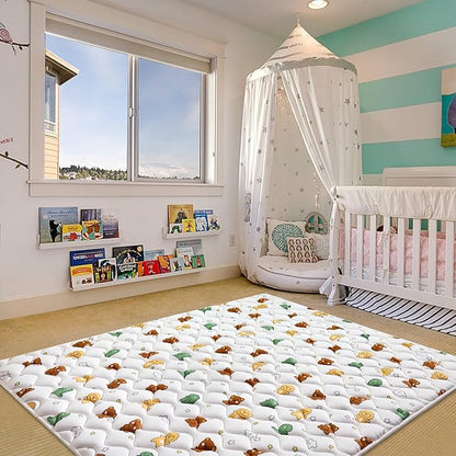 Premium Foam Baby Play Mat 79" X 59", Extra Large Soft Thicker Activity Playmats for Babies, Toddlers, Infants, Play & Tummy Time, Foldable & Machine Washable Baby Mat for Floor