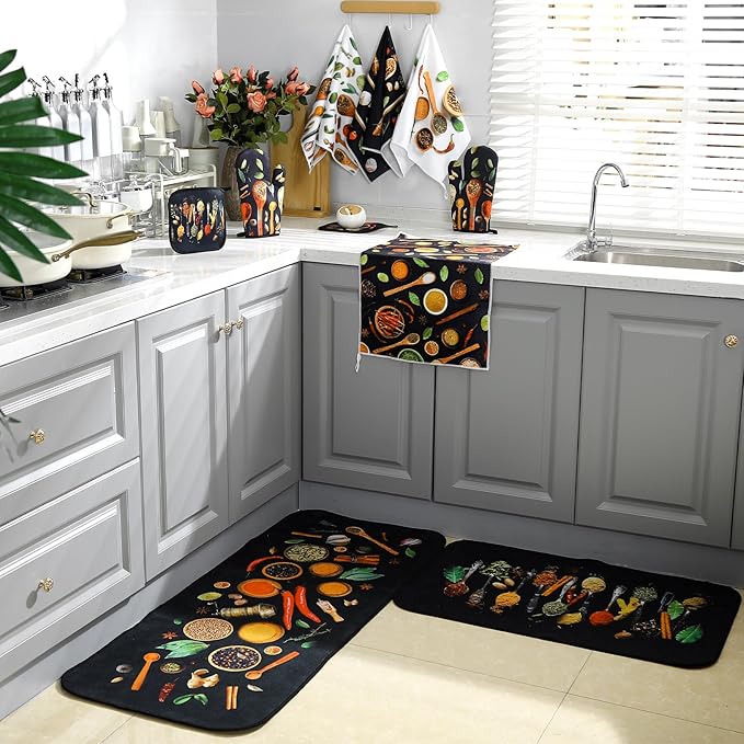 Fourluoo 10 Pcs Farmhouse Kitchen Decor and Accessories Set 4 Kitchen Towels 2