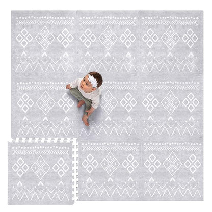 Lillefolk Baby Play Mat for Floor – 6x6ft Gray | Soft Non Toxic Premium EVA Foam Tiles for Tummy Time, Crawling & Playroom – Waterproof for Hard Floors Mat for Babies & Toddlers (9 Tiles)