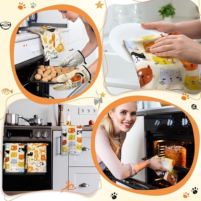Jingmore 6 Pcs Kitchen Decor Set Accessorie Farmhouse Kitchen Towels Pot
