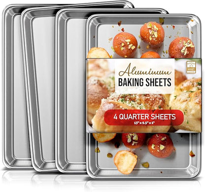 Eatex Aluminum Baking Sheet Set, 4 Pack Cookie Sheet Set, 9x13 Baking Pan Set