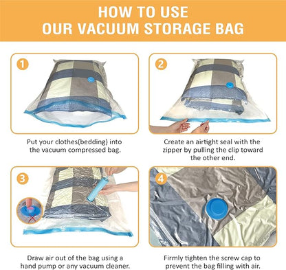 10 Jumbo Vacuum Storage Bags, Space Saver Bags Compression Storage Bags for Comforters and Blankets, Vacuum Sealer Bags for Clothes Storage, Hand Pump Included