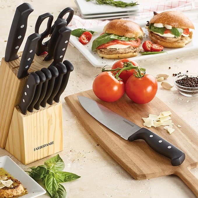 Farberware 22-Piece Never Needs Sharpening Triple Rivet High-Carbon Stainless