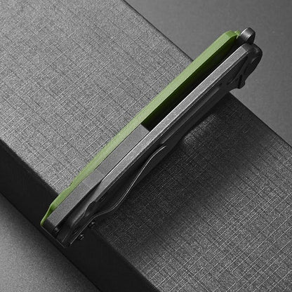 Ccanku C1136 Folding Knife D2 Steel Blade G10&Steel Handle EDC Tool Outdoor Hunting Camping Knife (Green)