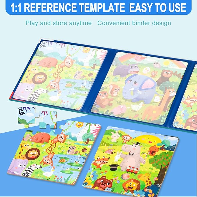 ASTARON Magnetic Puzzles for Toddlers, 16-20-25 Pieces Animal Learning Magnet Puzzle for Road Trip, Educational Travel Toys Car Plane Activities for Kids, Kids Birthday Gifts