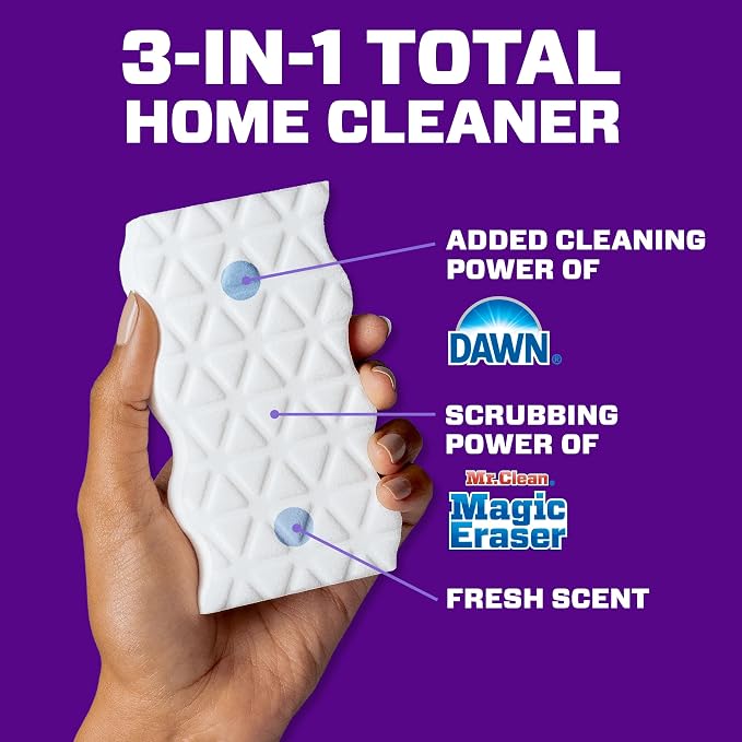 Bundle of Dawn Platinum Powerwash Dish Spray, Dish Soap, Fresh Scent Bundle, 1 Spray (16oz) + 3 Refills (16oz each)(Pack of 4) + Mr. Clean Magic Eraser Ultra Foamy Multi Purpose Cleaner, 1ct