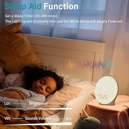 JALL Sunrise Alarm Clock White Noise Sound Machine