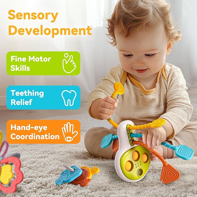 iPlay, iLearn Baby Toy 6-12 Month, Infant Sensory Teething Toy, Toddler Montessori Learning Activity Busy Play Set, Babies Crib Carseat Travel First Birthday Gift 7 9 10 Month 1 2 Year Old Girl Boy