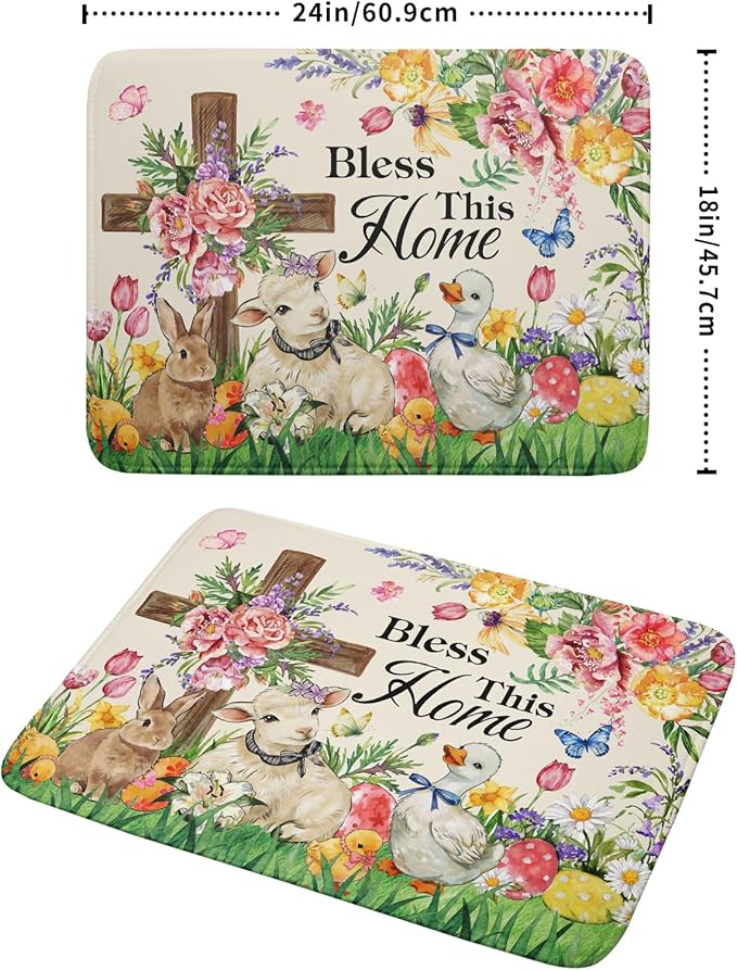 Easter Farmhouse Dish Drying Mat Funny Animal Microfiber Dish Pad