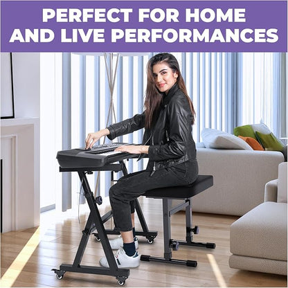 Liquid Stands Piano Keyboard Stand and Bench Set