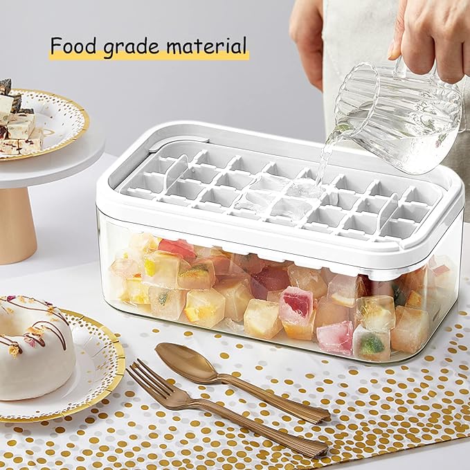 Ice Cube Tray with Lid and Bin, 2 Pack