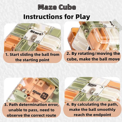Large Labyrinth 3D Puzzles Maze Cube - Engaging Brain Teaser Toy, 3D Magic Cube Maze Ball Puzzle, Spatial Awareness Brain Training Puzzle Toy for Stress Relief and Cultivate Logical Thinking (1 Pcs)