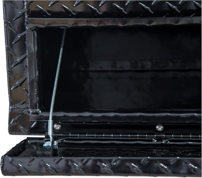 Buyers Products 1725660 Black Diamond Tread Aluminum Contractor Truck Tool Box – 2-Tier Storage, 96 x 21 x 13.2 in, Flip-Up Door with Gas Shocks, Weather-Resistant, No-Drill Install – Made in USA