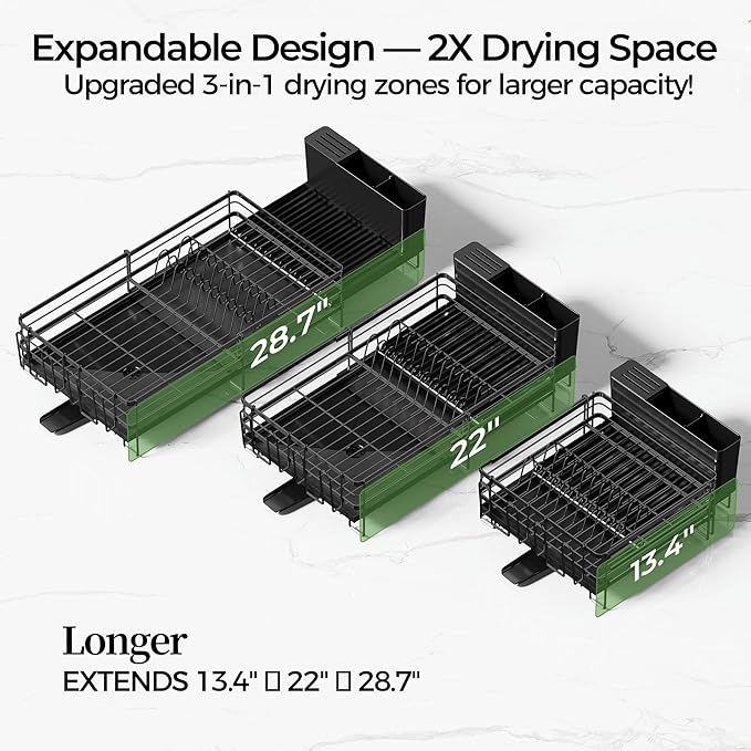 Large Dish Drying Rack, Expandable Dish Rack, Stainless Steel Dish Racks