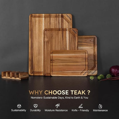 4 Pack Teak Wood Cutting Board Set