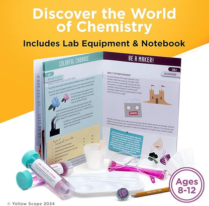 Science Kit for Kids, Acid, Base & pH Kit for Girls and Boys, Cabbage Chemistry, STEM Learning Color Changing Experiment, Kids Ages 8-12