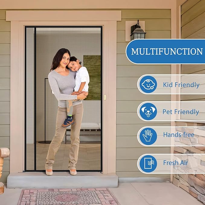 Magnetic Screen Door Left Right Side Opening Upgraded PET Mesh Greater Than