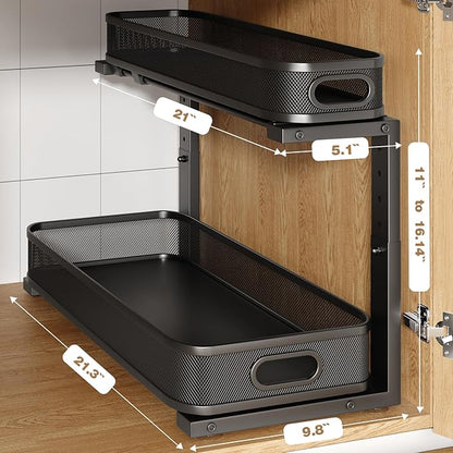 2 Pack 21.3IN-Depth Under Sink Organizer
