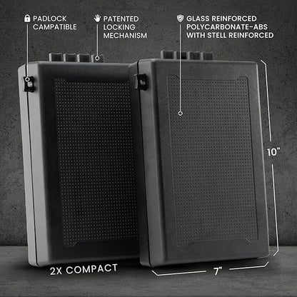 STOPBOX PRO Gun Safe Alternative for Handgun Storage, Instant Access Portable Gun Case, TSA Compliant Gun Lock Box for Car or Travel Safe Box, Quick Access Handgun | Black - 2PK (Compact Only)