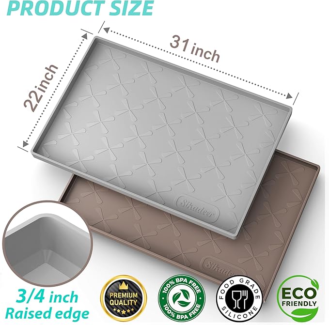 SIKADEER 31" x 22" Under Sink Mat Waterproof, Silicone Mat Kitchen Drawer Shelf