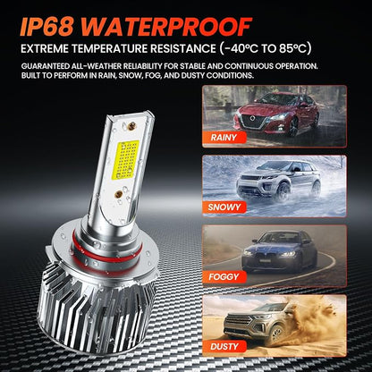 Compatible For Honda Civic 2006-2015 Driving Light Bulb,600% Brightness High Low Beam Fog Light Bulbs Combo,Plug and Play,6500K White Bulbs,IP68 6pcs