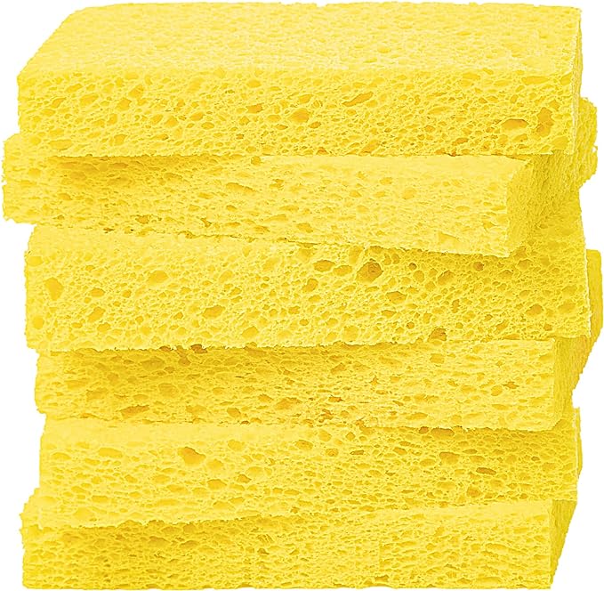 Cellulose Sponges, Heavy Duty Scrub Kitchen Sponge, Clean Tough Messes Without