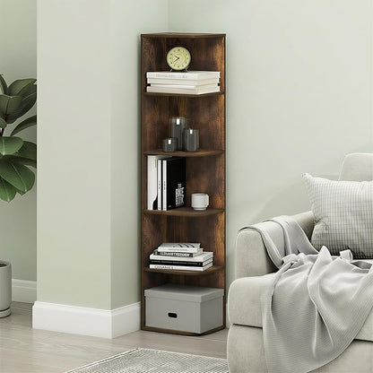 Furinno PASIR Book Shelf, 5-Tier Corner Bookshelf