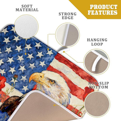 4th of July American Flag Eagle Dish Drying Mat