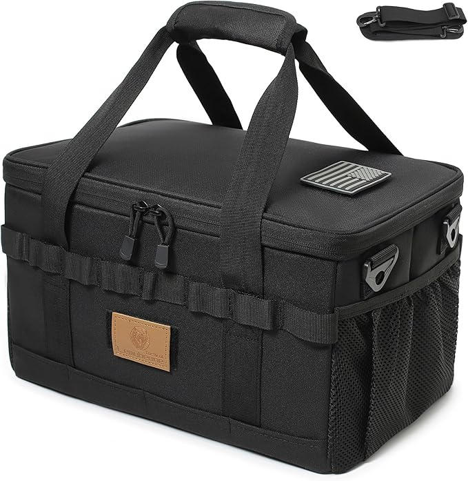 Tactical Camping Storage Bag 18L Tactical Utility Tote Bag Camping Cookware Organizer Trunk Organizer (Black)