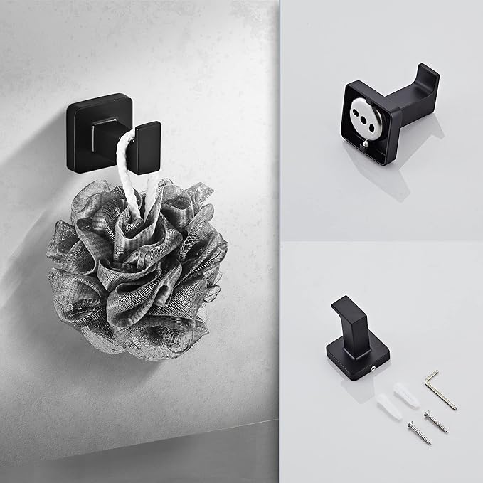 Matte Black Bathroom Hardware Set 4 Pieces, Bathroom Accessories Set Stainless