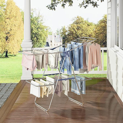 APEXCHASER Clothes Drying Rack, Foldable 2-Level Drying Rack Clothing,