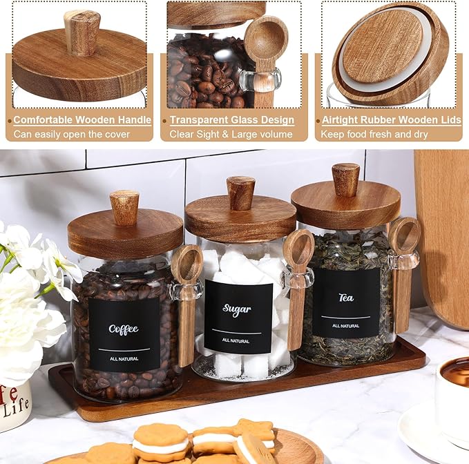 Suclain 3 Pcs Glass Coffee Container