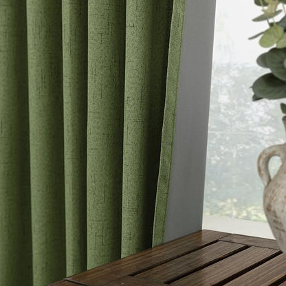 KOUFALL 92 Inch Blackout Curtains, Boho Olive Green Pleated Curtains