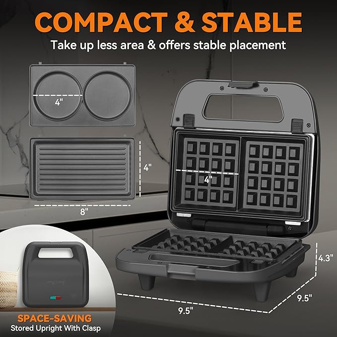 Baker’s Friend 3 in 1 Mini Waffle Maker