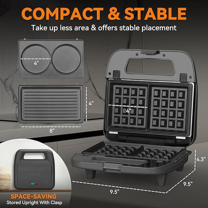 Baker’s Friend 3 in 1 Mini Waffle Maker
