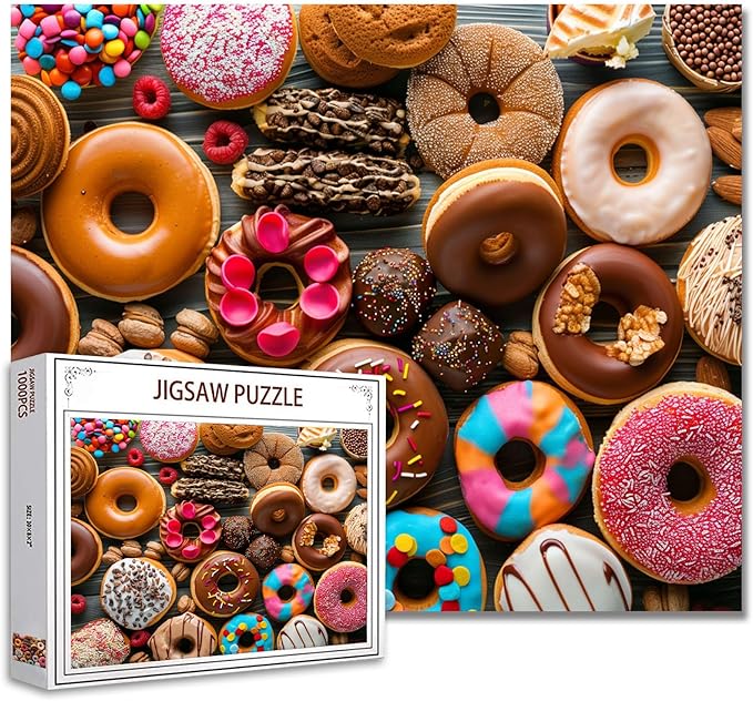 Tucocoo Colourful Donut Jigsaw Puzzles for Adults 1000 Pieces, Sweets Food Art Style Painting 27 x 20 inches Colorful DIY Puzzles for Home Decoration Gifts, Family Puzzle Perfect for Game Nights